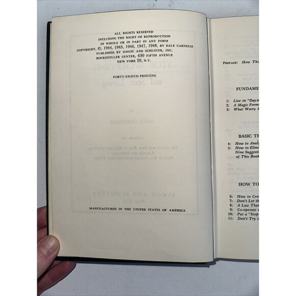 How to Stop Worrying and Start Living Dale Carnegie 48th Printing Hardcover - Picture 5 of 16